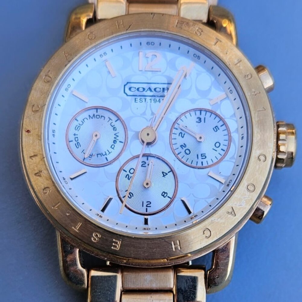 Coach Women's Silver Dial Rose Gold Stainless Steel Chronograph Watch 14501839